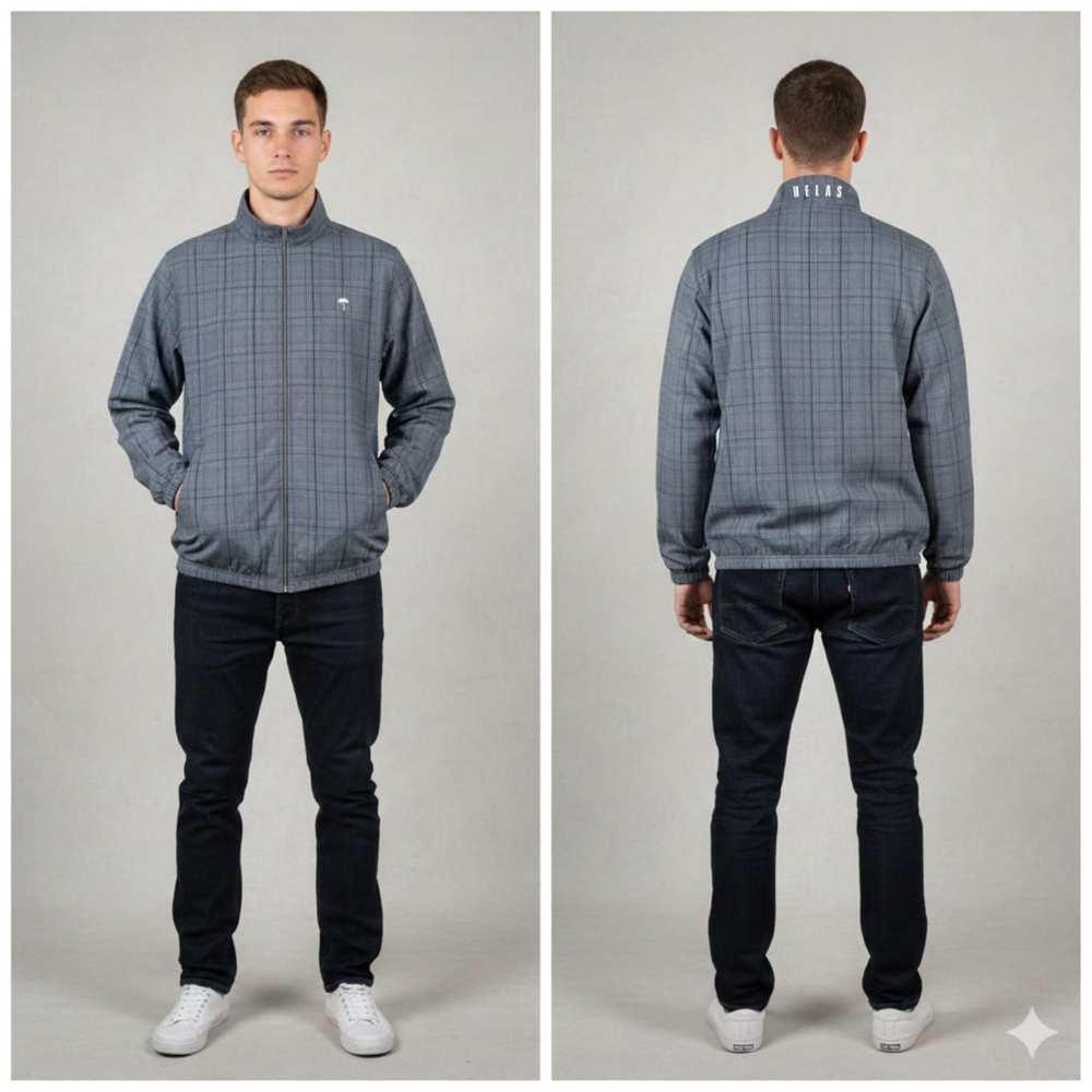 Helas Costard Blue Gray Plaid Lightweight Full Zip Jacket Men’s Size Medium